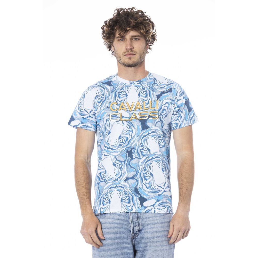 Cavalli Class Light Blue Cotton Men T-Shirt -   -  Cavalli Class.