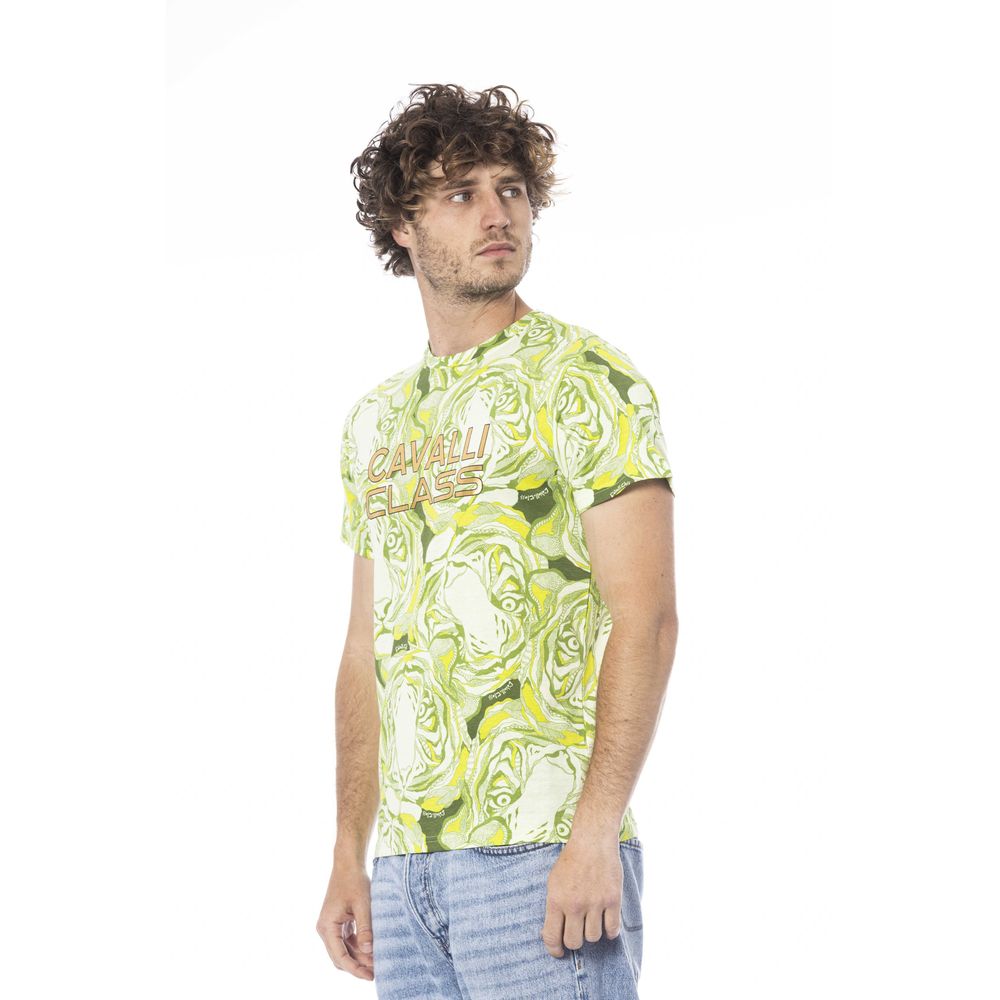 Cavalli Class Green Cotton Men T-Shirt -   -  Cavalli Class.