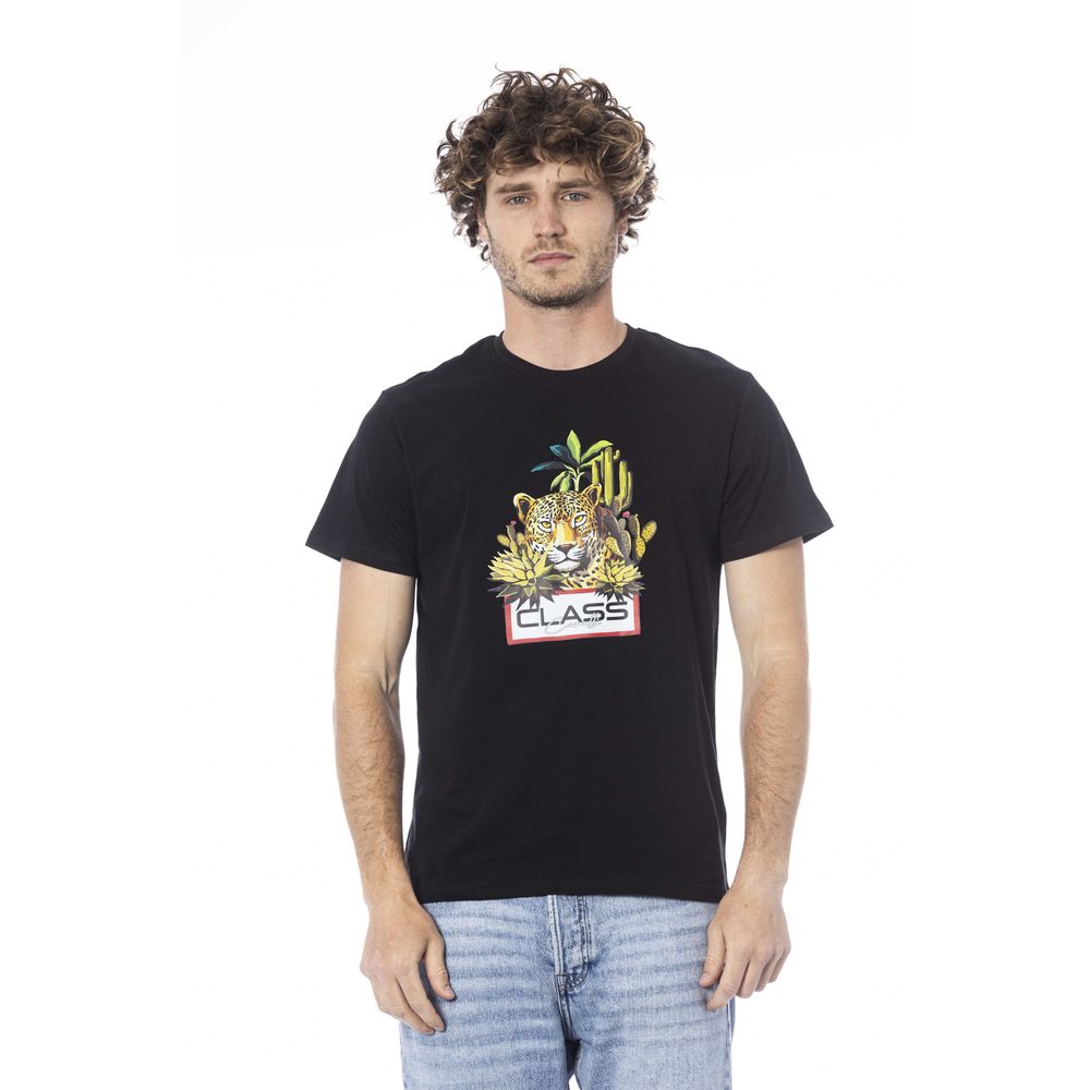 Cavalli Class Black Cotton Men T-Shirt -   -  Cavalli Class.