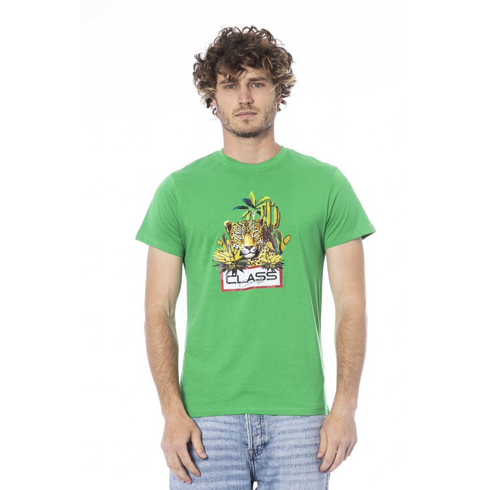 Cavalli Class Green Cotton Men T-Shirt -   -  Cavalli Class.