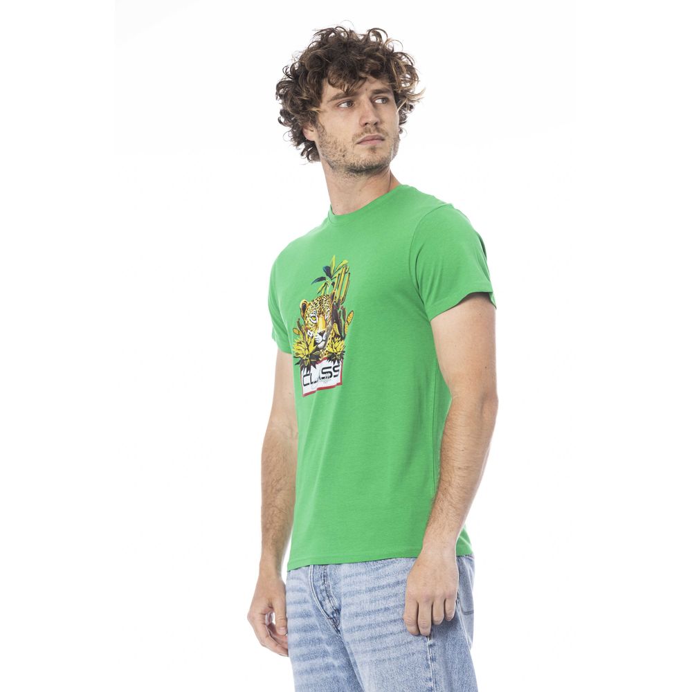 Cavalli Class Green Cotton Men T-Shirt -   -  Cavalli Class.