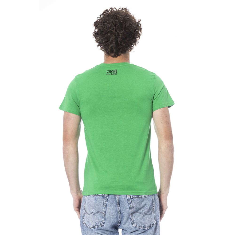 Cavalli Class Green Cotton Men T-Shirt -   -  Cavalli Class.