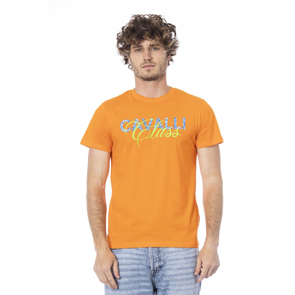 Cavalli Class Orange Cotton Men T-Shirt -   -  Cavalli Class.