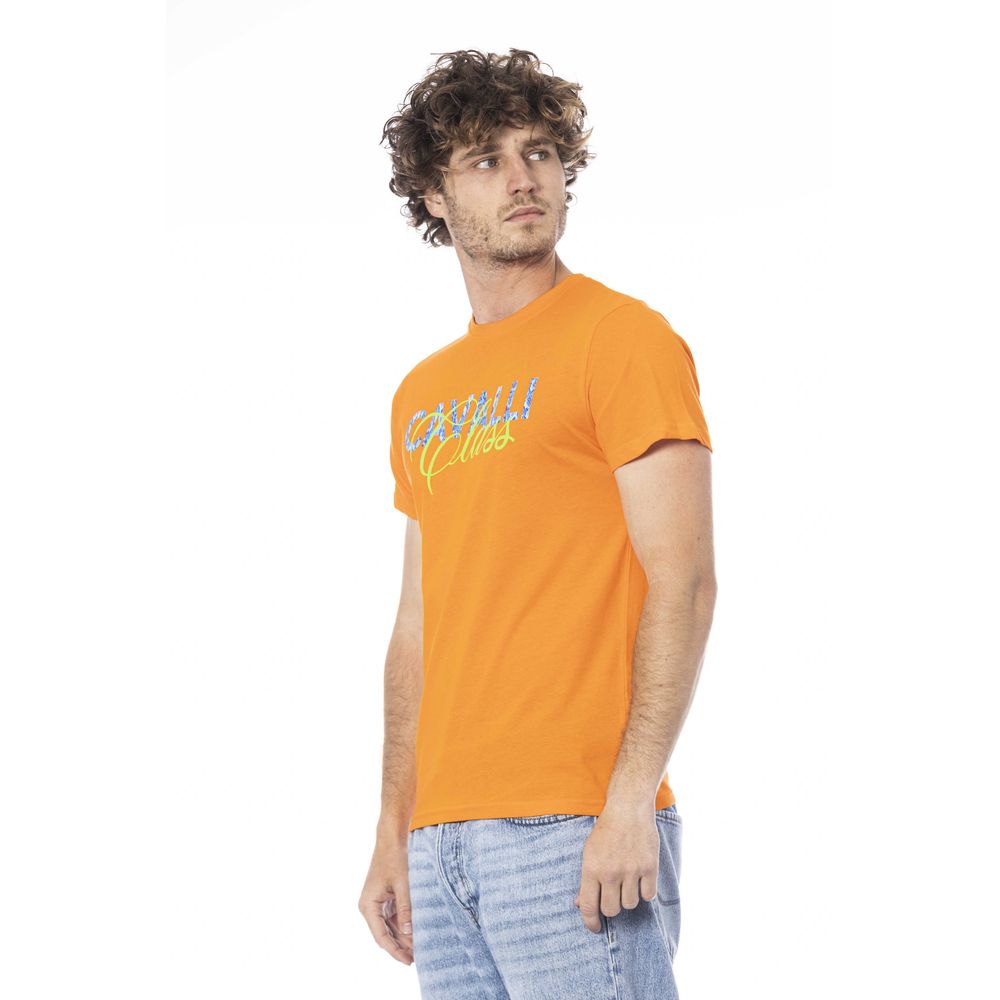 Cavalli Class Orange Cotton Men T-Shirt -   -  Cavalli Class.