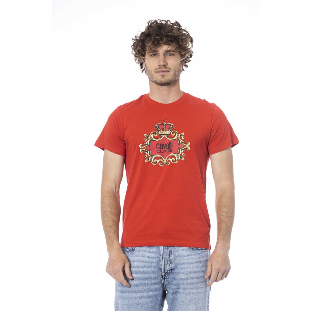 Cavalli Class Red Cotton Men T-Shirt -   -  Cavalli Class.