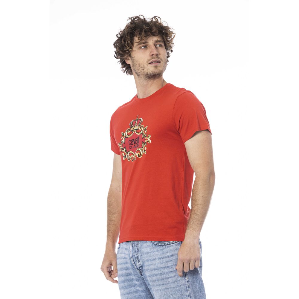 Cavalli Class Red Cotton Men T-Shirt -   -  Cavalli Class.