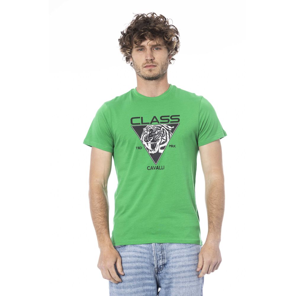 Cavalli Class Green Cotton Men T-Shirt -   -  Cavalli Class.