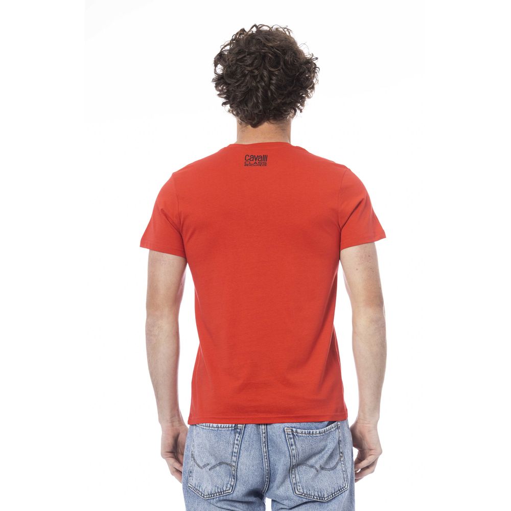 Cavalli Class Red Cotton Men T-Shirt -   -  Cavalli Class.