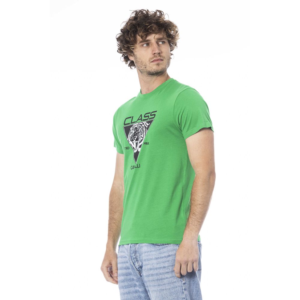 Cavalli Class Green Cotton Men T-Shirt -   -  Cavalli Class.