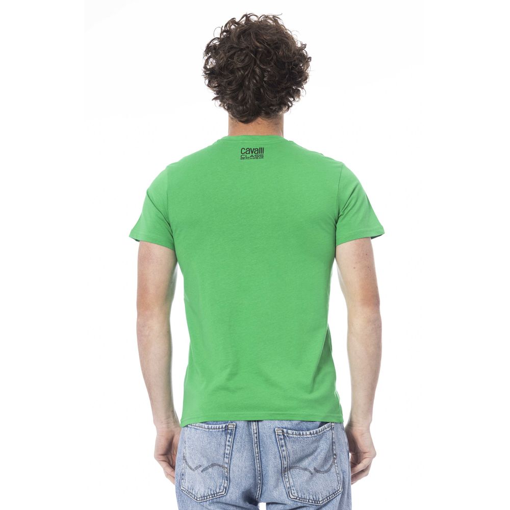 Cavalli Class Green Cotton Men T-Shirt -   -  Cavalli Class.