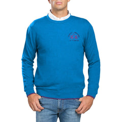 La Martina Blue Cotton Men Sweater -   -  La Martina.
