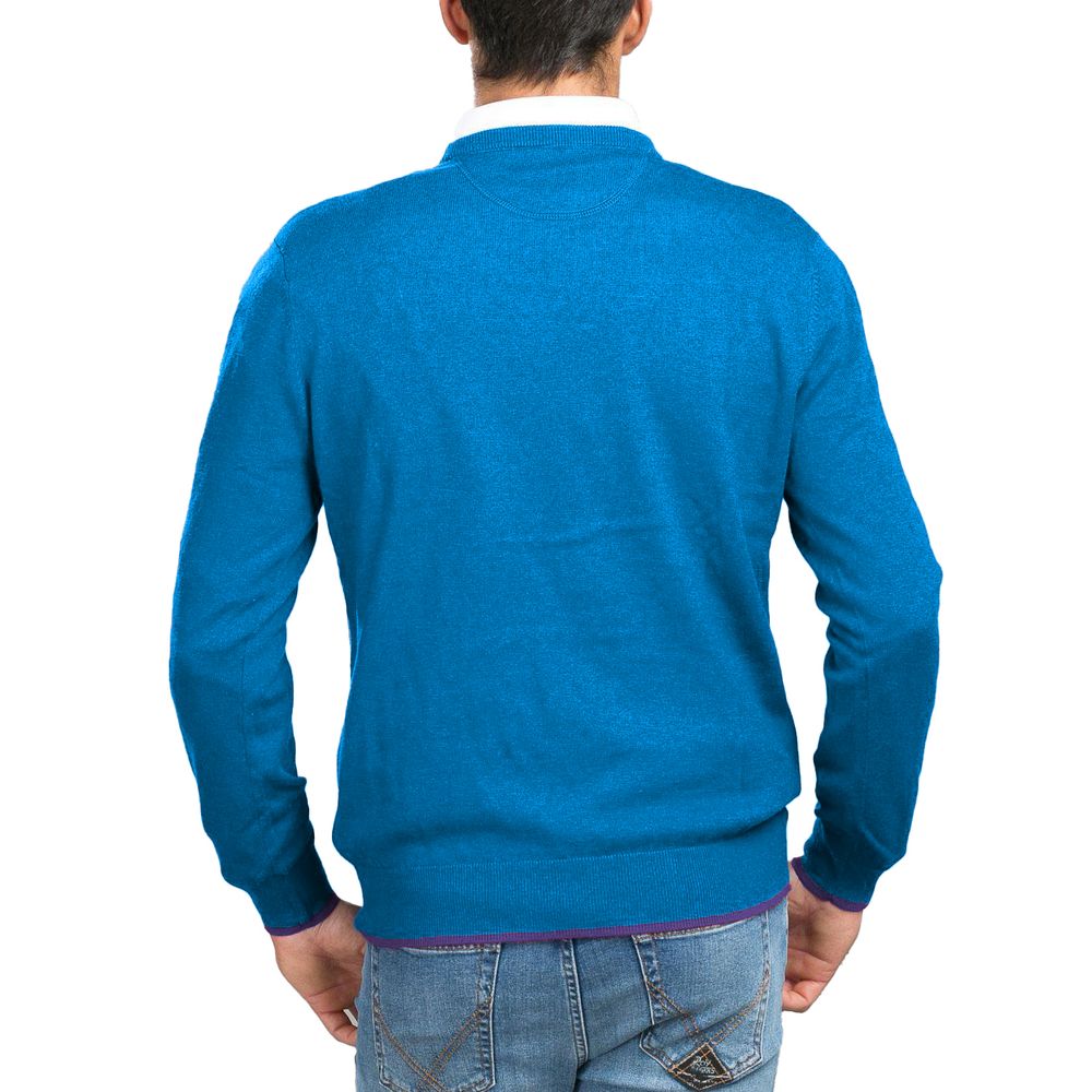 La Martina Blue Cotton Men Sweater -   -  La Martina.