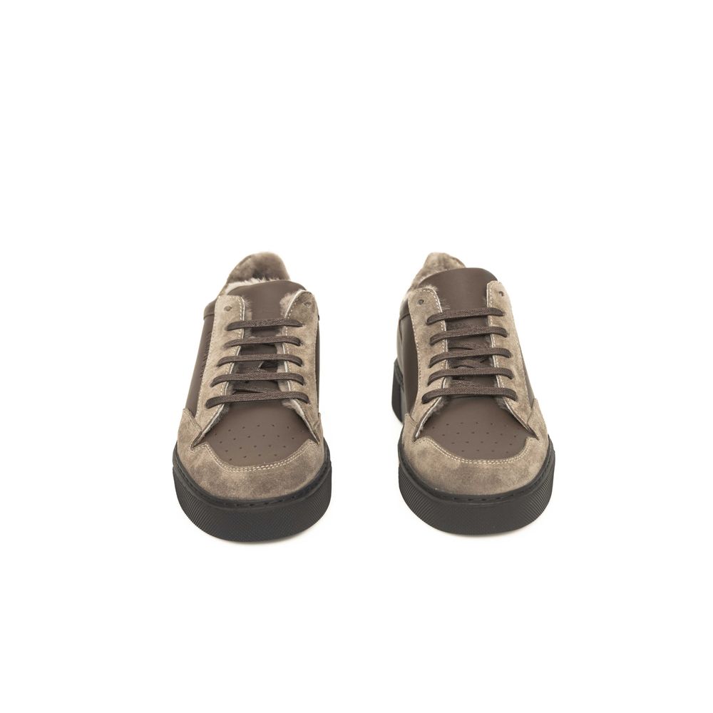 Cerruti 1881 Beige Cowhide Men Sneaker -   -  Cerruti 1881.