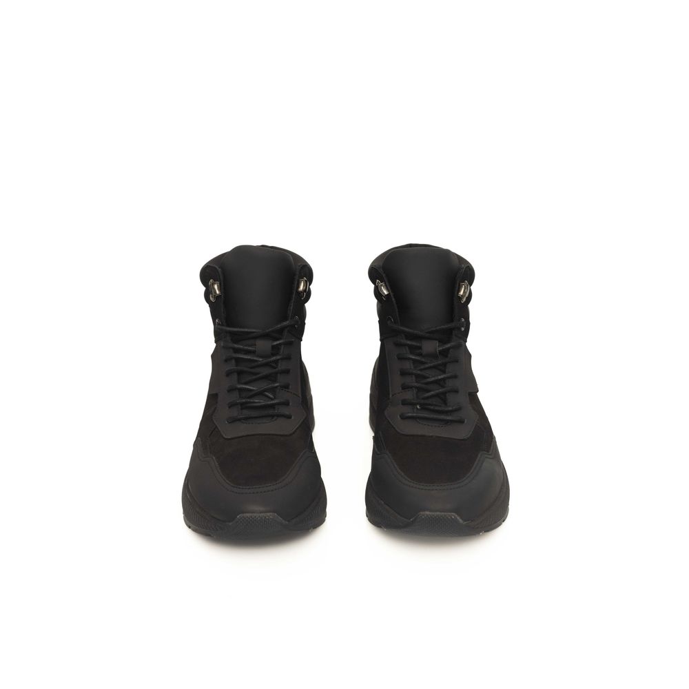 Cerruti 1881 Black Leather Men Sneaker -   -  Cerruti 1881.