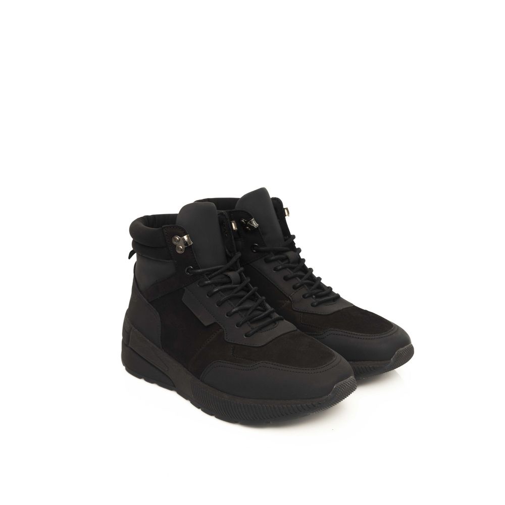 Cerruti 1881 Black Leather Men Sneaker -   -  Cerruti 1881.