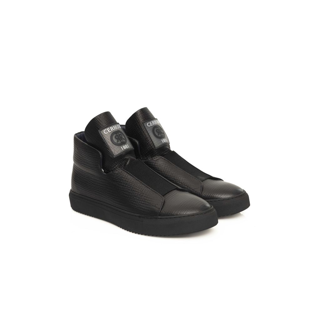Cerruti 1881 Black Calfskin Men Sneaker -   -  Cerruti 1881.