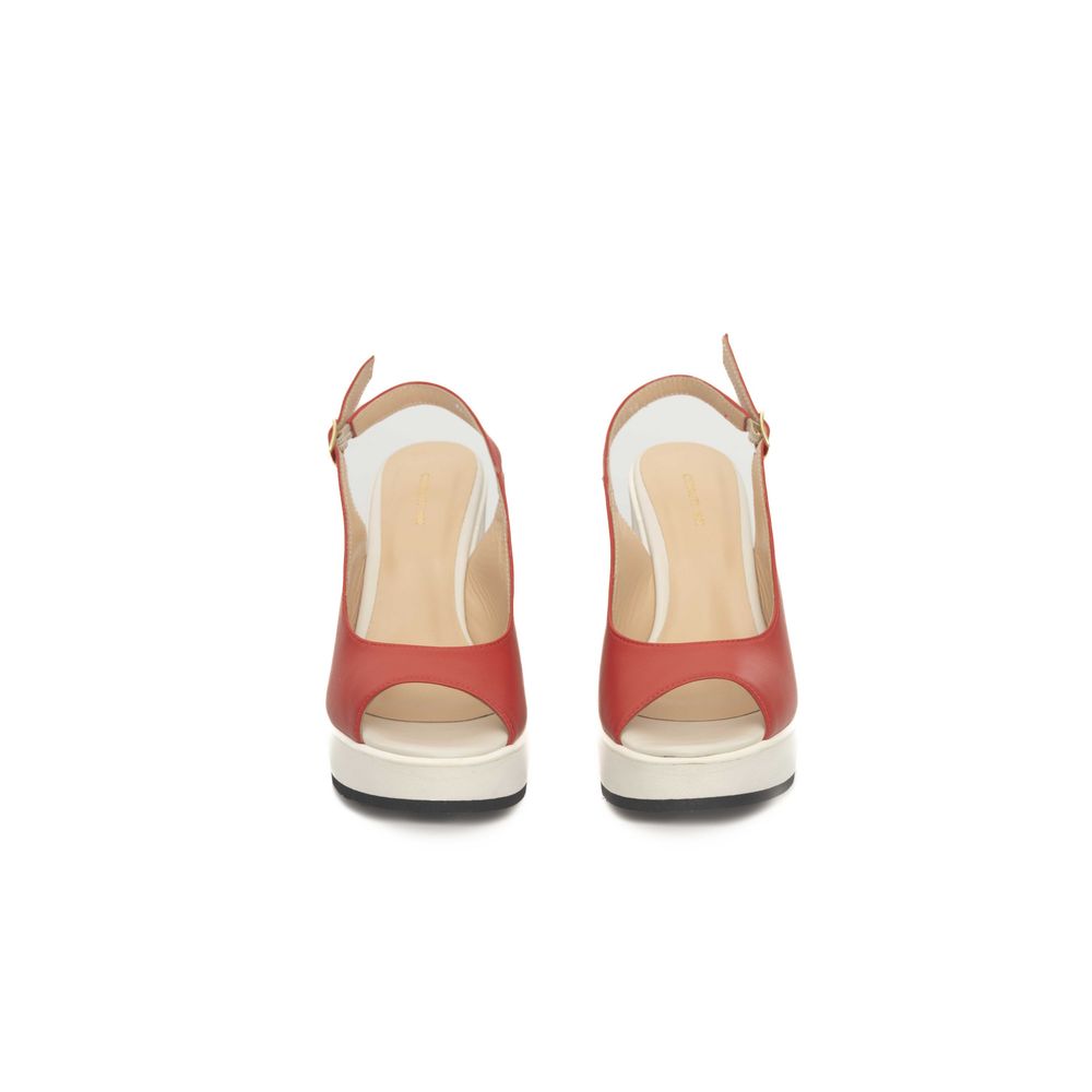 Cerruti 1881 Red Calfskin Women Sandal -   -  Cerruti 1881.