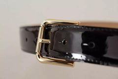 Dolce & Gabbana Black Leather Gold Metal Logo Engraved Buckle Belt -   -  Dolce & Gabbana.