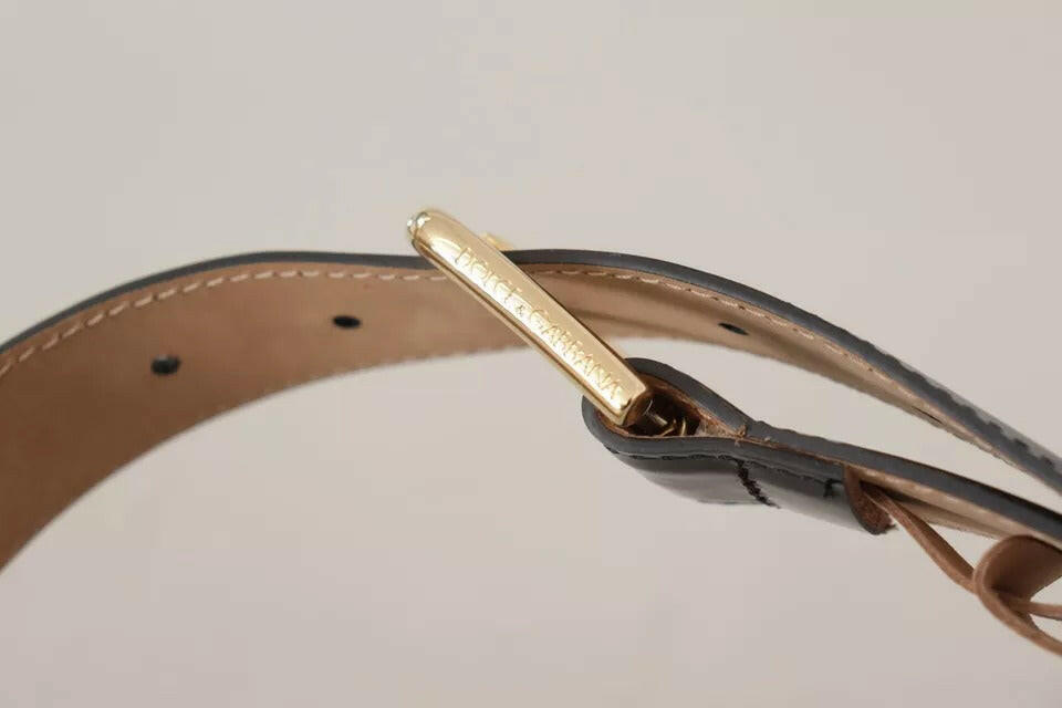 Dolce & Gabbana Black Leather Gold Metal Logo Engraved Buckle Belt -   -  Dolce & Gabbana.