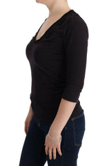 Costume National Purple V-neck Cotton T-shirt -   -  Costume National.