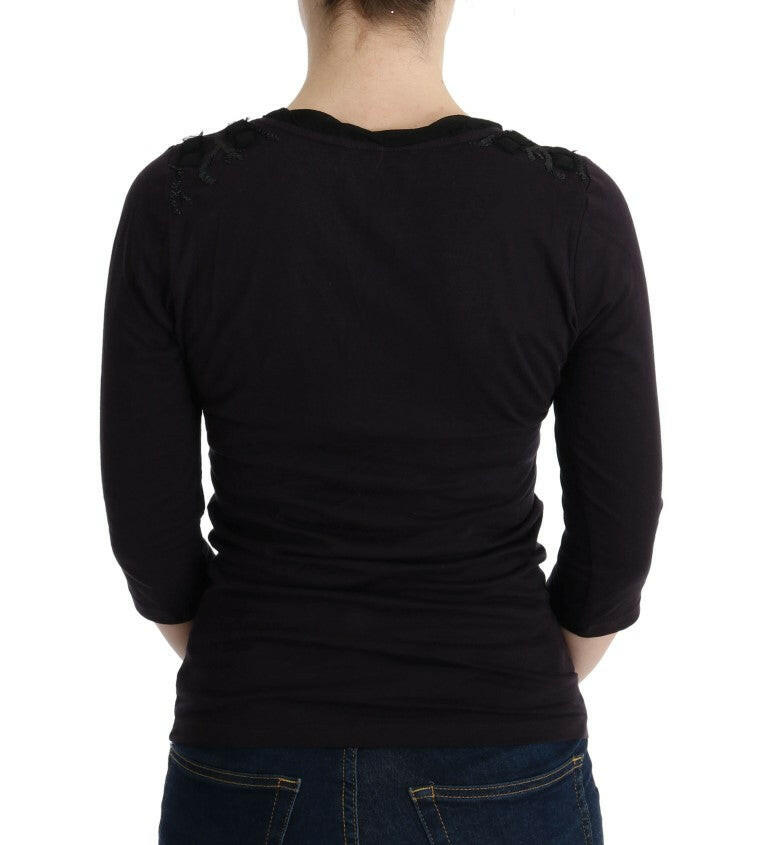 Costume National Purple V-neck Cotton T-shirt -   -  Costume National.