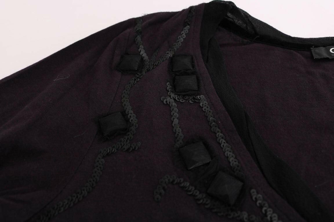 Costume National Purple V-neck Cotton T-shirt -   -  Costume National.