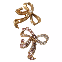Dolce & Gabbana Gold Brass Pink Clear Crystal Bow Fiocchi Christmas -   -  Dolce & Gabbana.
