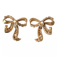 Dolce & Gabbana Gold Brass Pink Clear Crystal Bow Fiocchi Christmas -   -  Dolce & Gabbana.
