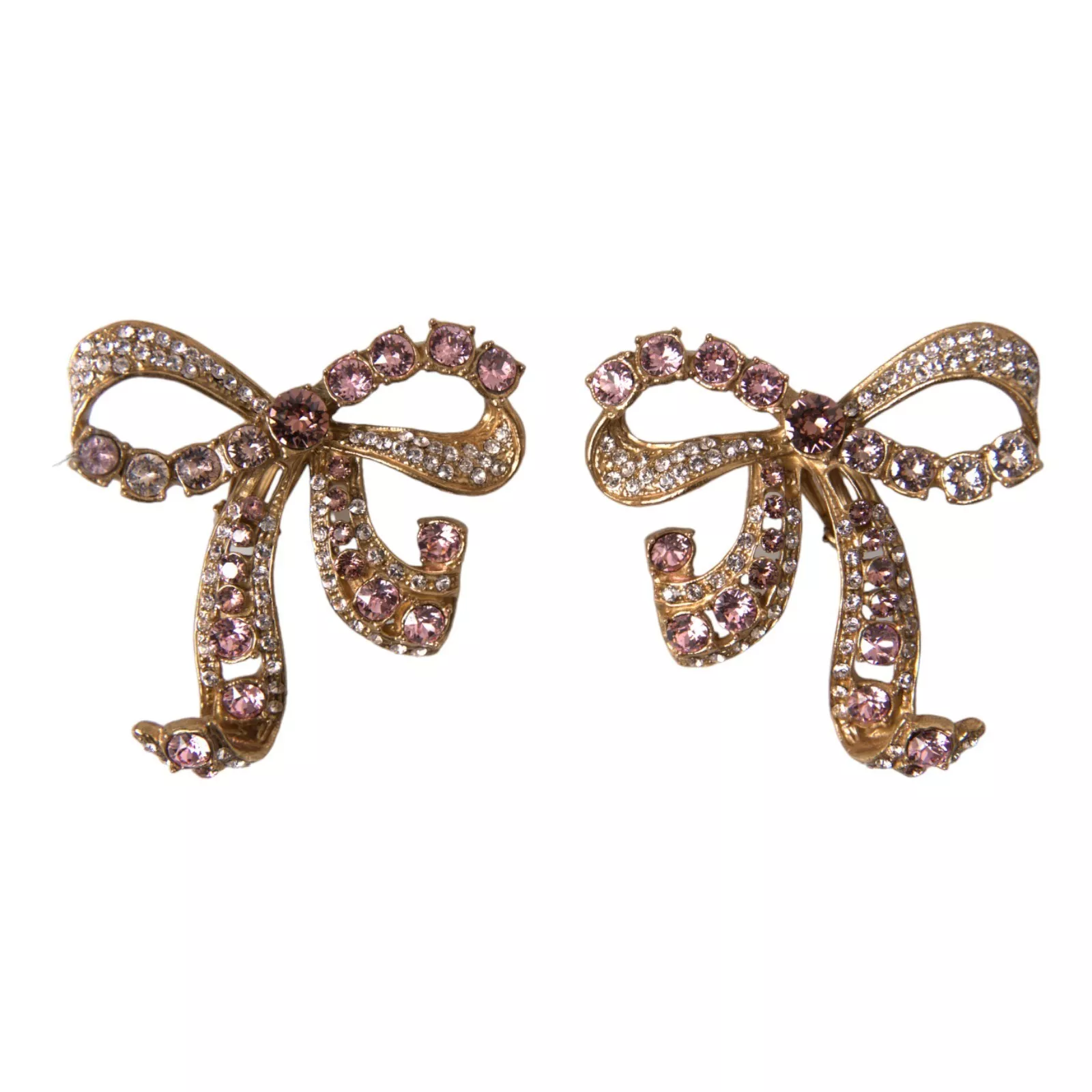 Dolce & Gabbana Gold Brass Pink Clear Crystal Bow Fiocchi Christmas -   -  Dolce & Gabbana.