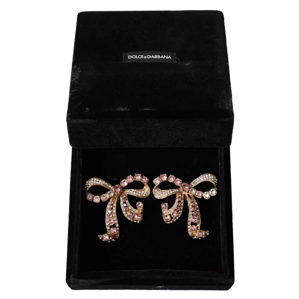 Dolce & Gabbana Gold Brass Pink Clear Crystal Bow Fiocchi Christmas -   -  Dolce & Gabbana.