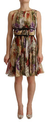 Dolce & Gabbana Beige Floral Sleeveless Round Neck Mini Dress -   -  Dolce & Gabbana.
