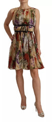 Dolce & Gabbana Beige Floral Sleeveless Round Neck Mini Dress -   -  Dolce & Gabbana.