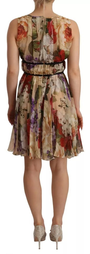 Dolce & Gabbana Beige Floral Sleeveless Round Neck Mini Dress -   -  Dolce & Gabbana.