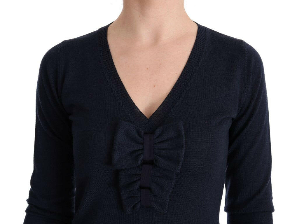 MARGHI LO' Blue Wool Long Sleeve Shift Dress -   -  MARGHI LO'.