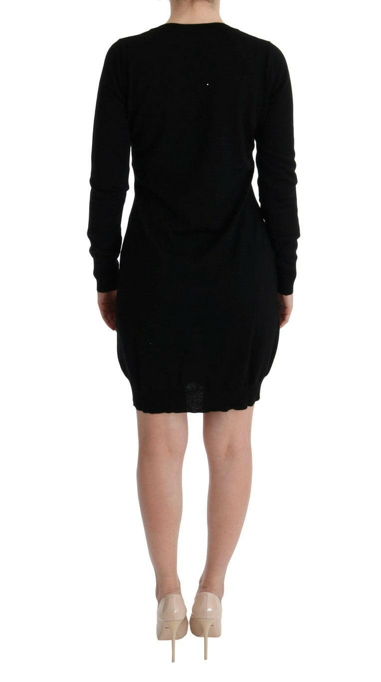 MARGHI LO' Black Wool Long Sleeve Shift Dress -   -  MARGHI LO'.