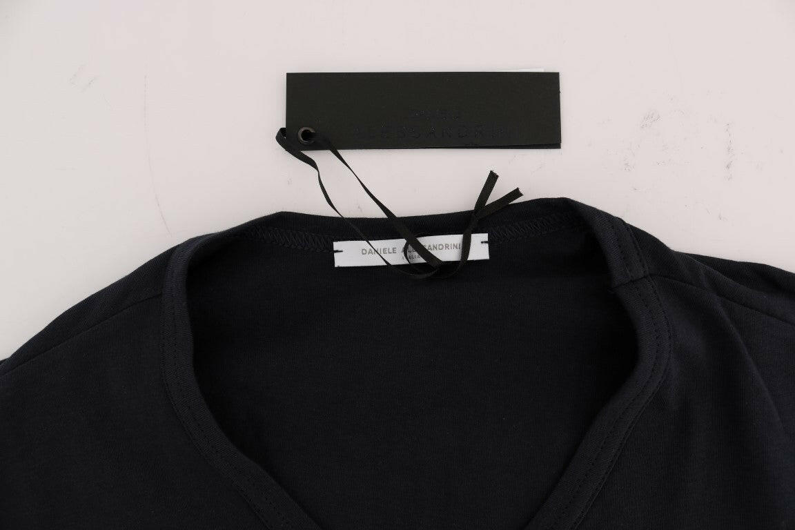 Daniele Alessandrini Blue Cotton V-neck T-Shirt -   -  Daniele Alessandrini.