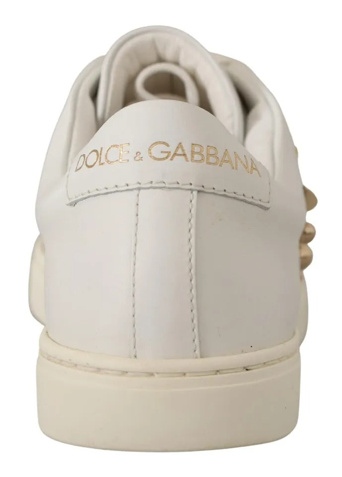 Dolce & Gabbana White Leather Gold Red Heart Sneakers Shoes -   -  Dolce & Gabbana.