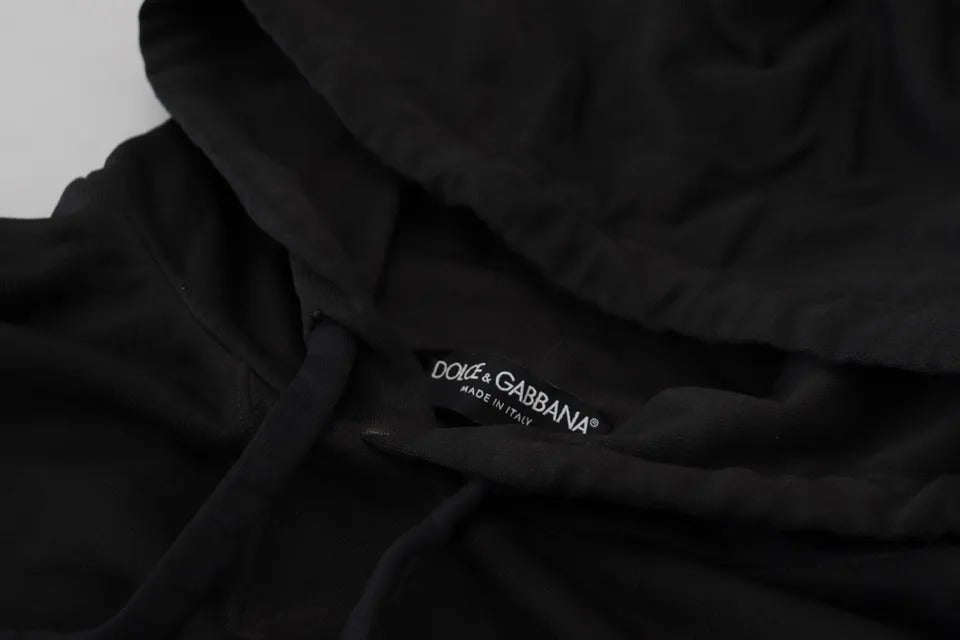 Dolce & Gabbana Black Cotton Logo Hooded Sweatshirt Sweater -   -  Dolce & Gabbana.