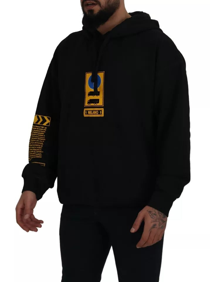 Dolce & Gabbana Black Cotton Logo Hooded Sweatshirt Sweater -   -  Dolce & Gabbana.