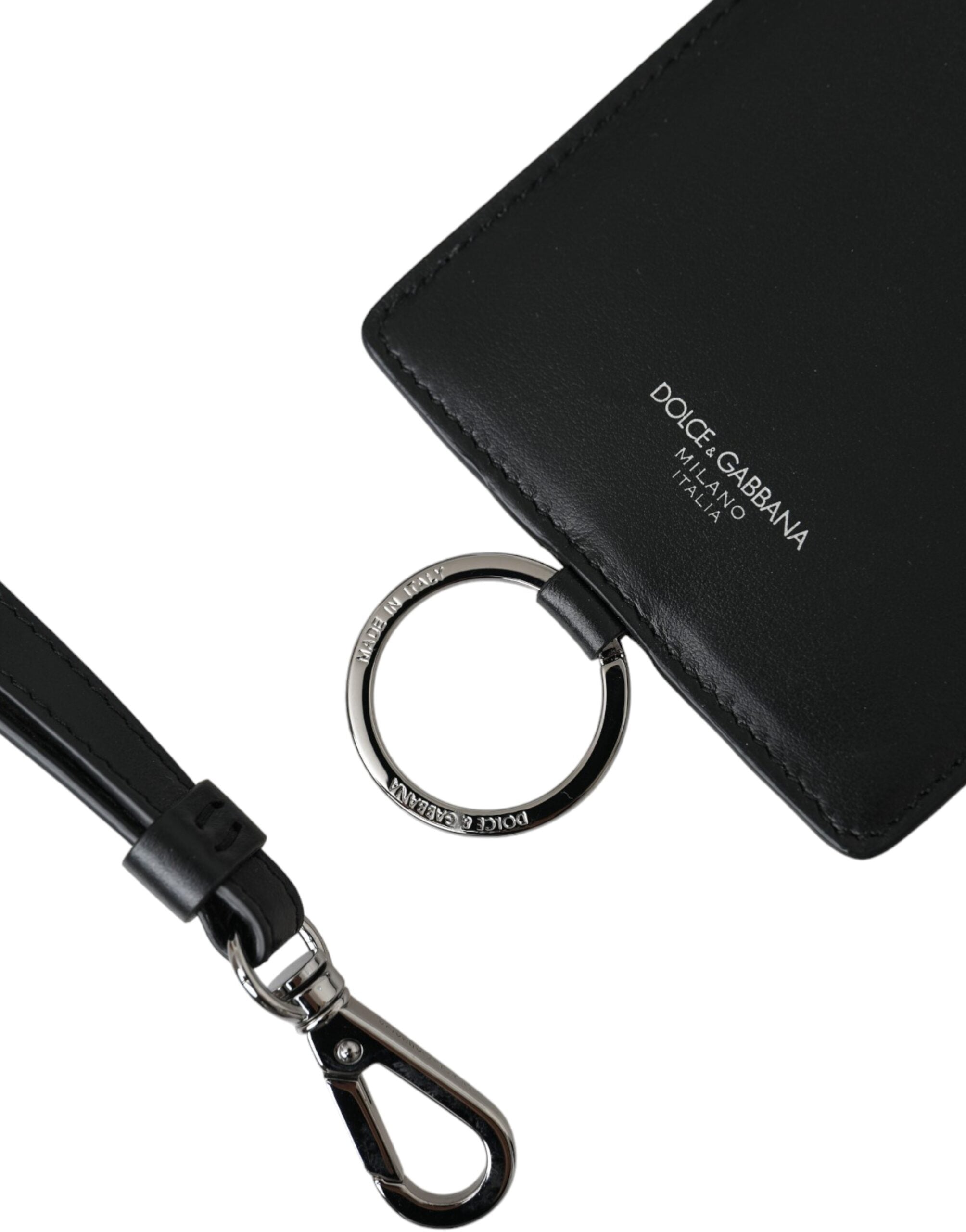 Dolce & Gabbana Black Calf Leather Lanyard Logo Card Holder Men Wallet -  Wallets for Men -  Dolce & Gabbana.
