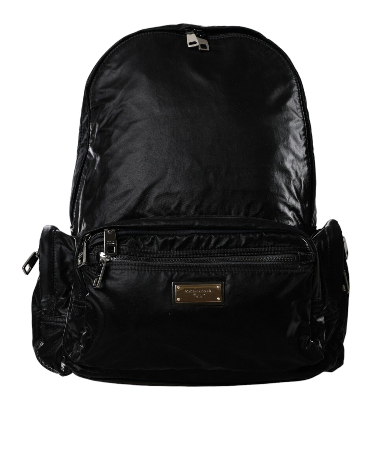 Dolce & Gabbana Black Patent Leather Logo Plaque Backpack Bag -   -  Dolce & Gabbana.