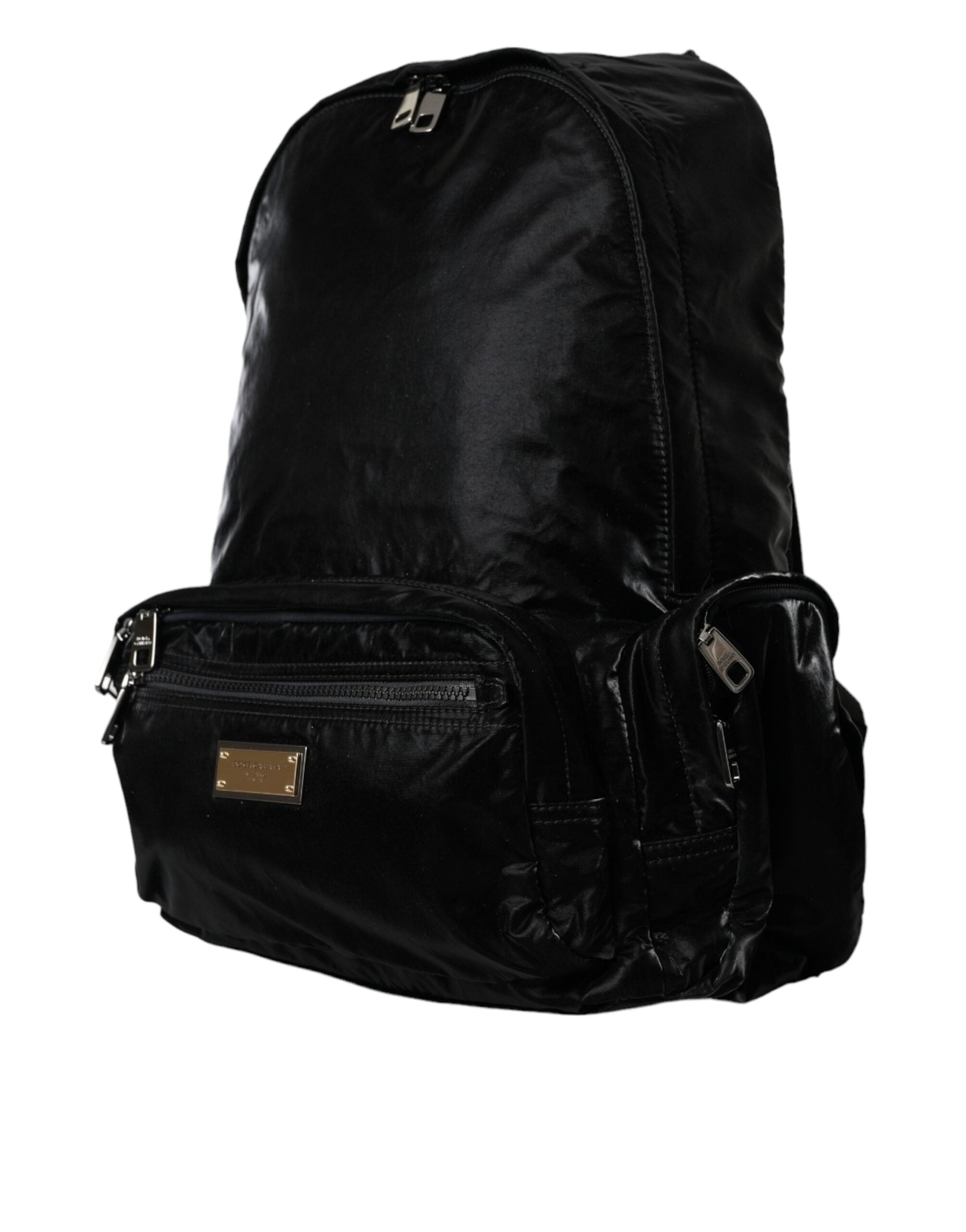 Dolce & Gabbana Black Patent Leather Logo Plaque Backpack Bag -   -  Dolce & Gabbana.