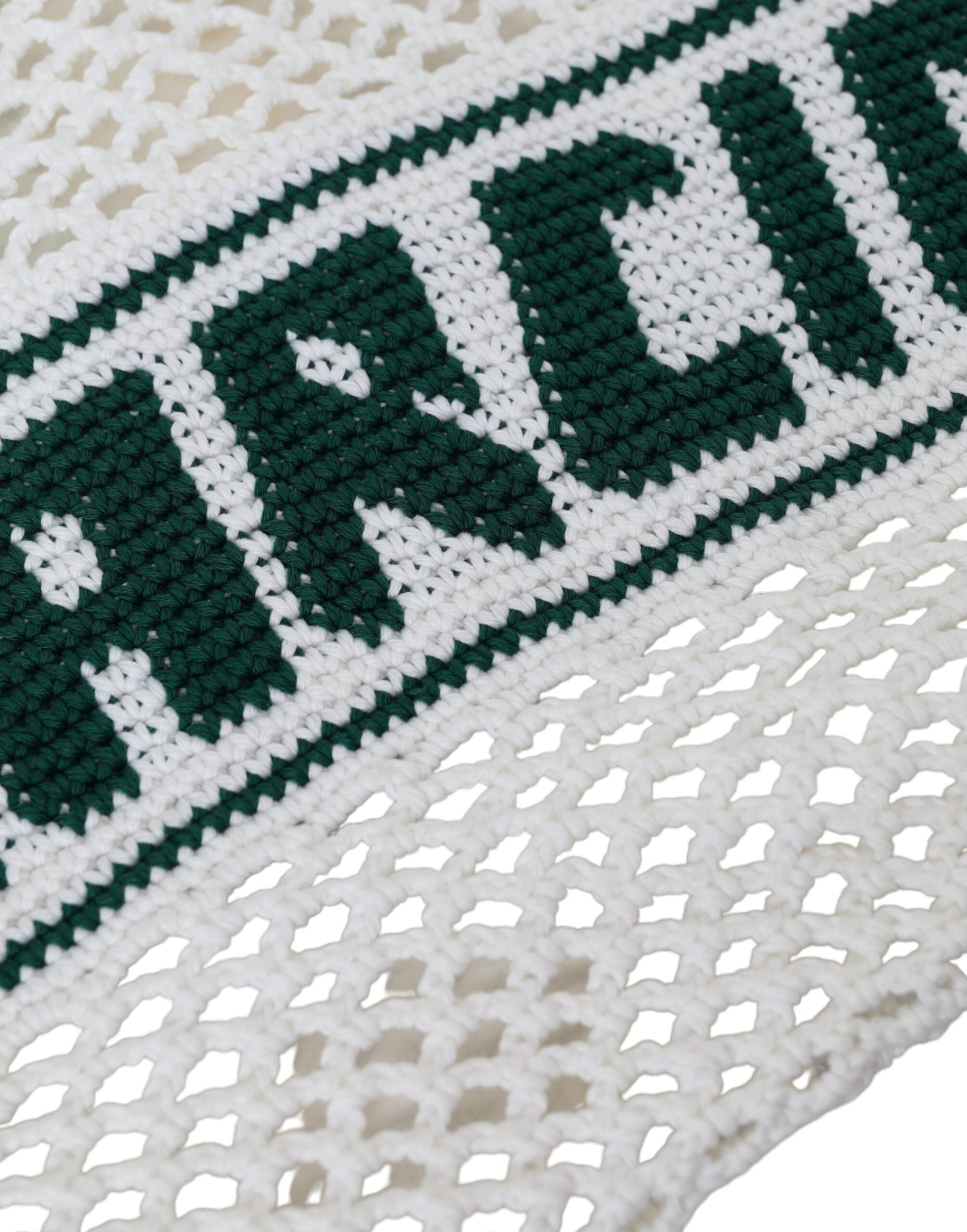 Dolce & Gabbana White Green Knitted Cotton Logo Shopping Tote Bag -  Luxury Shopper Bag for Women -  Dolce & Gabbana.