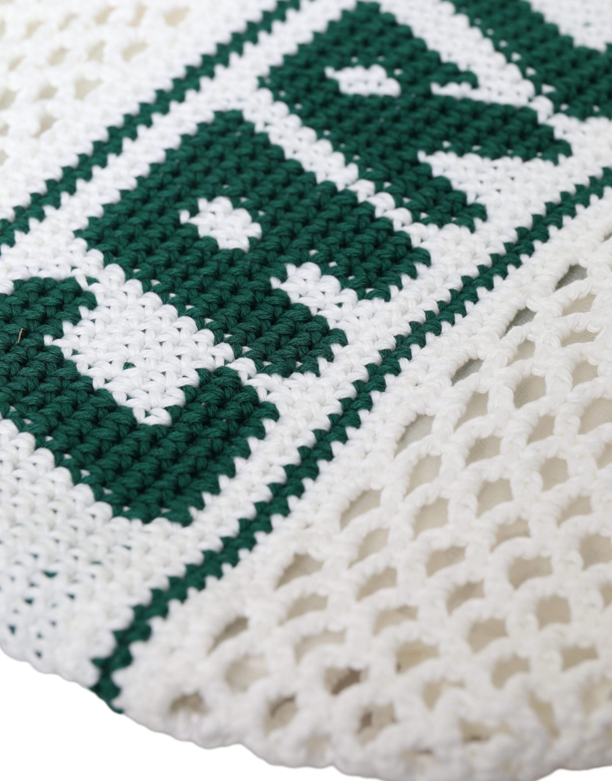 Dolce & Gabbana White Green Knitted Cotton Logo Shopping Tote Bag -  Luxury Shopper Bag for Women -  Dolce & Gabbana.