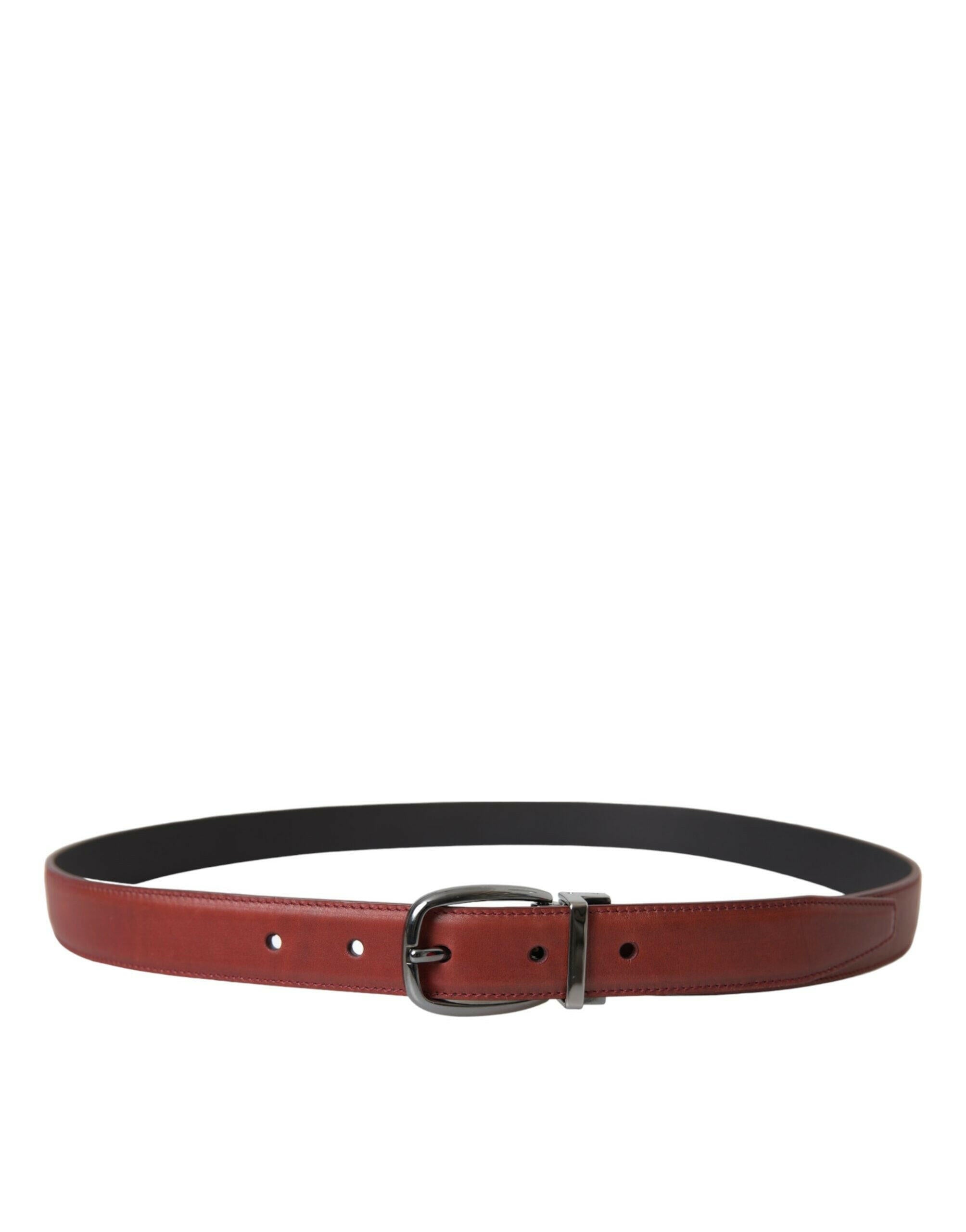 Dolce & Gabbana Brown Leather Silver Metal Buckle Belt Men -   -  Dolce & Gabbana.
