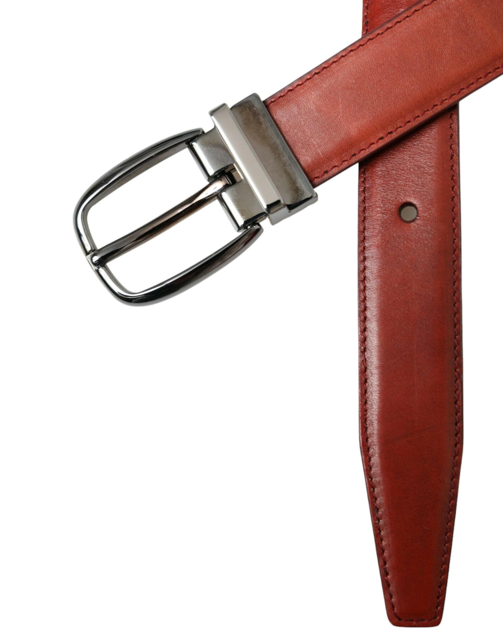 Dolce & Gabbana Brown Leather Silver Metal Buckle Belt Men -   -  Dolce & Gabbana.