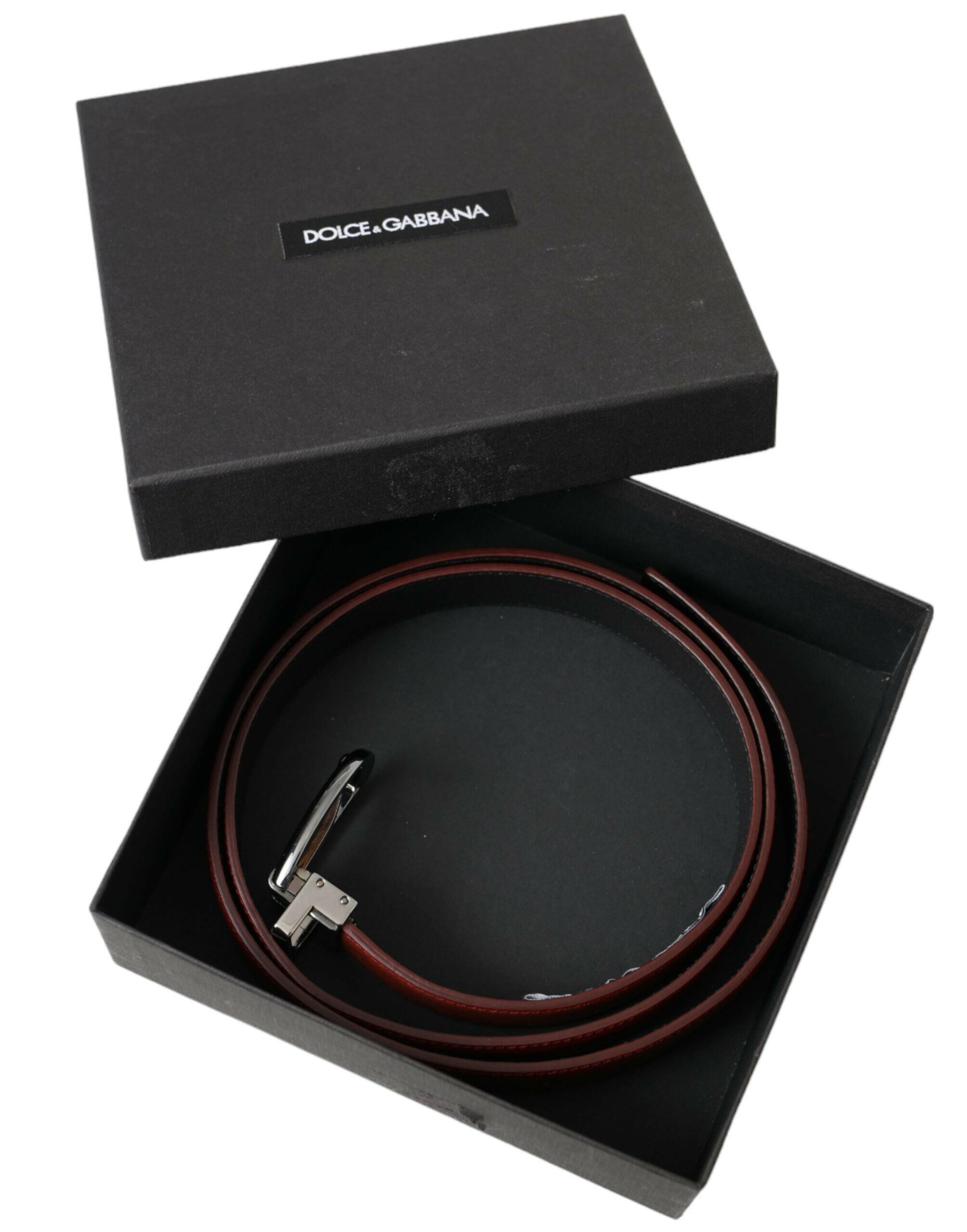Dolce & Gabbana Brown Leather Silver Metal Buckle Belt Men -   -  Dolce & Gabbana.