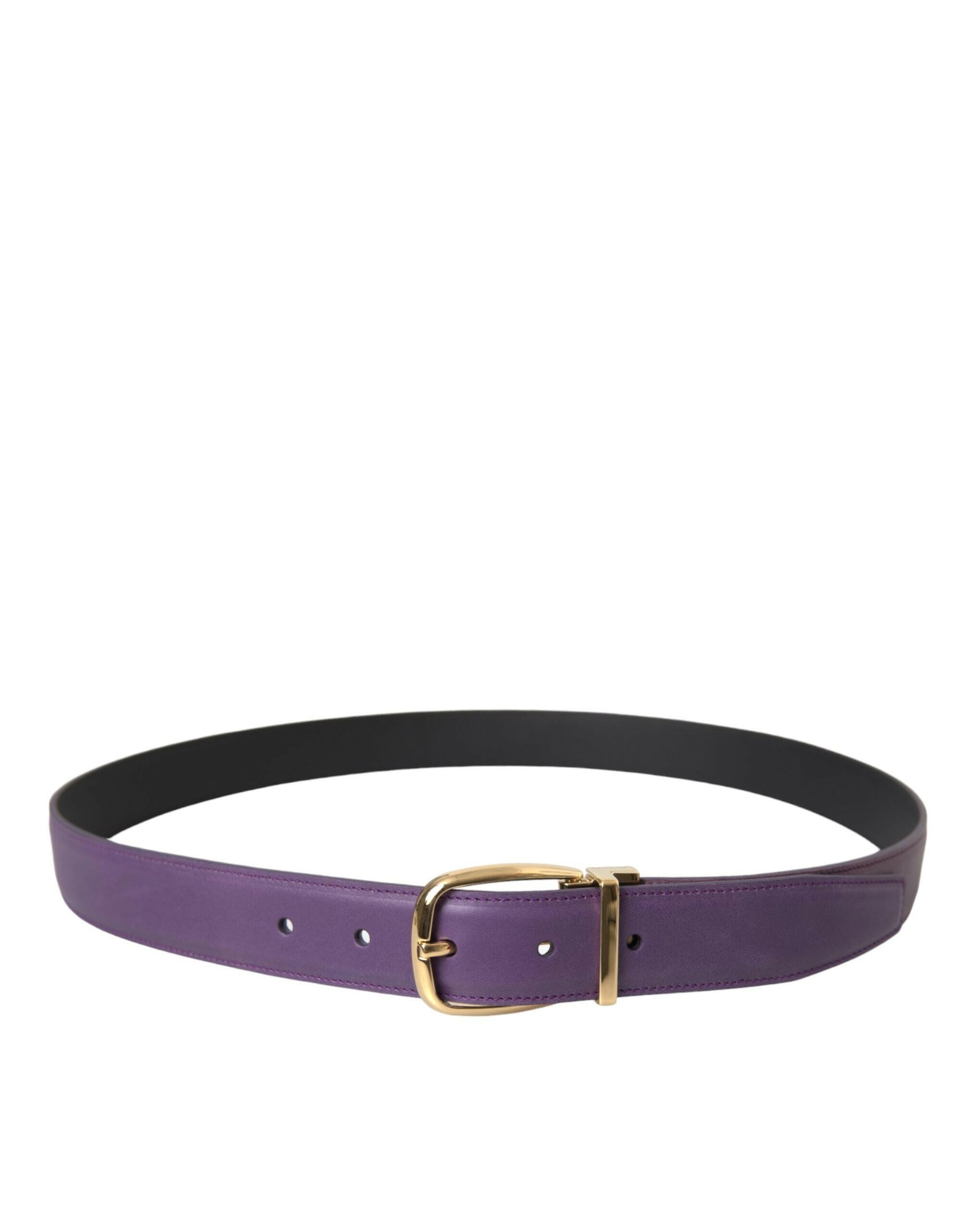 Dolce & Gabbana Purple Leather Gold Metal Buckle Belt Men -   -  Dolce & Gabbana.