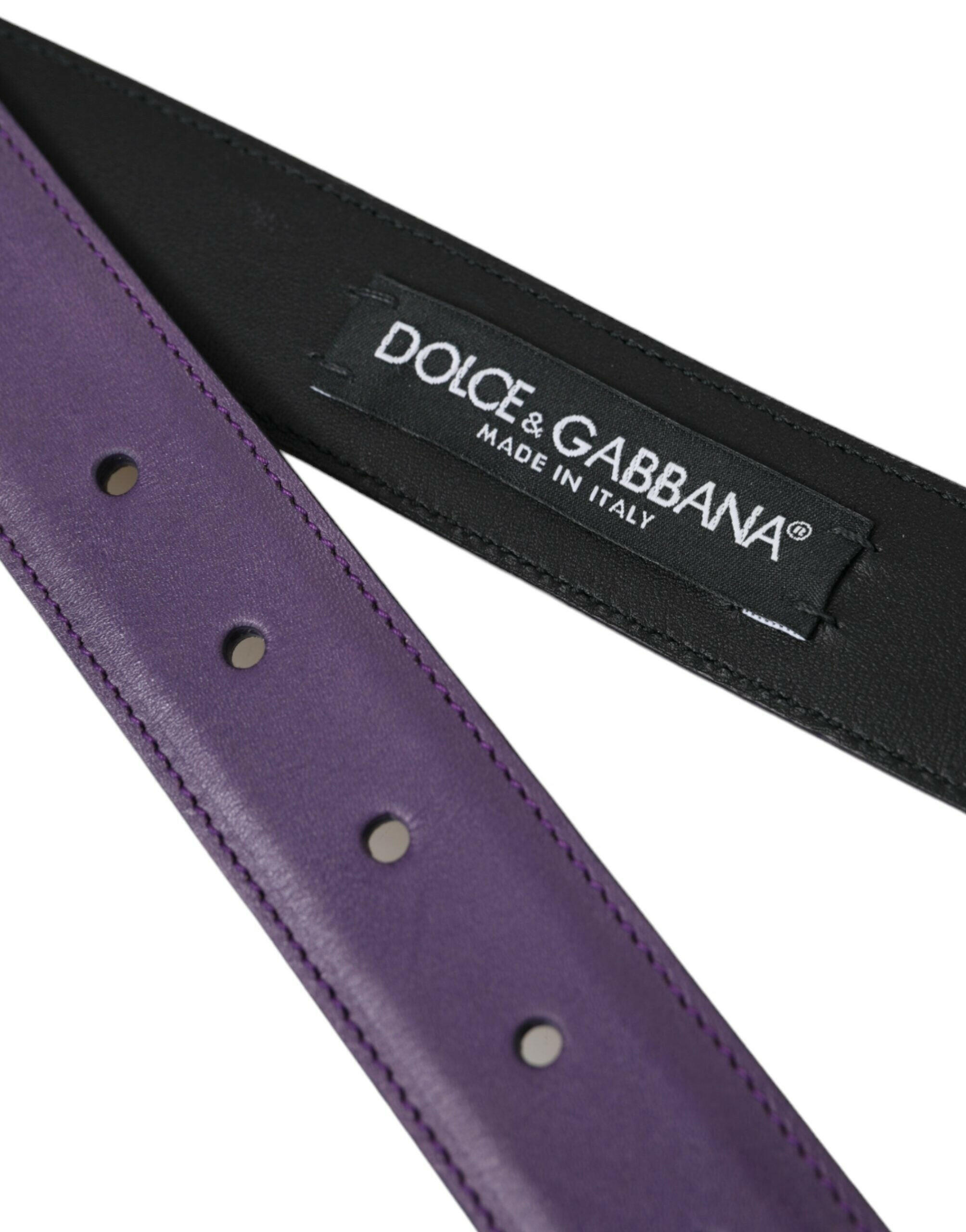 Dolce & Gabbana Purple Leather Gold Metal Buckle Belt Men -   -  Dolce & Gabbana.