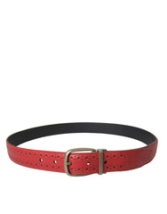 Dolce & Gabbana Red Perforated Leather Metal Buckle Belt Men -   -  Dolce & Gabbana.